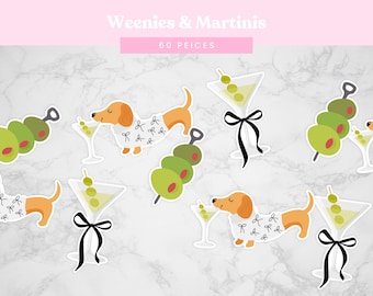 Dachshund Martini Confetti: Bachelorette Party Decorations (60 Pieces)