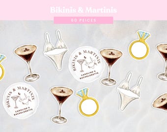 Bikinis and Espresso Martinis Bachelorette Party Confetti | Customizable Bikini & Coffee Martini Decor | Birthday Decorations (60 Pieces)