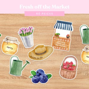 Confettis fraîchement sortis du marché | Décoration de fête du marché fermier | Thème fruits et légumes personnalisable (60 pièces)