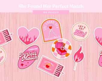 Perfect Match Confetti | Bachelorette Party Decorations | Pink and Red Fire & Love Theme | Let’s Get Lit Party Decor (60 Pieces)