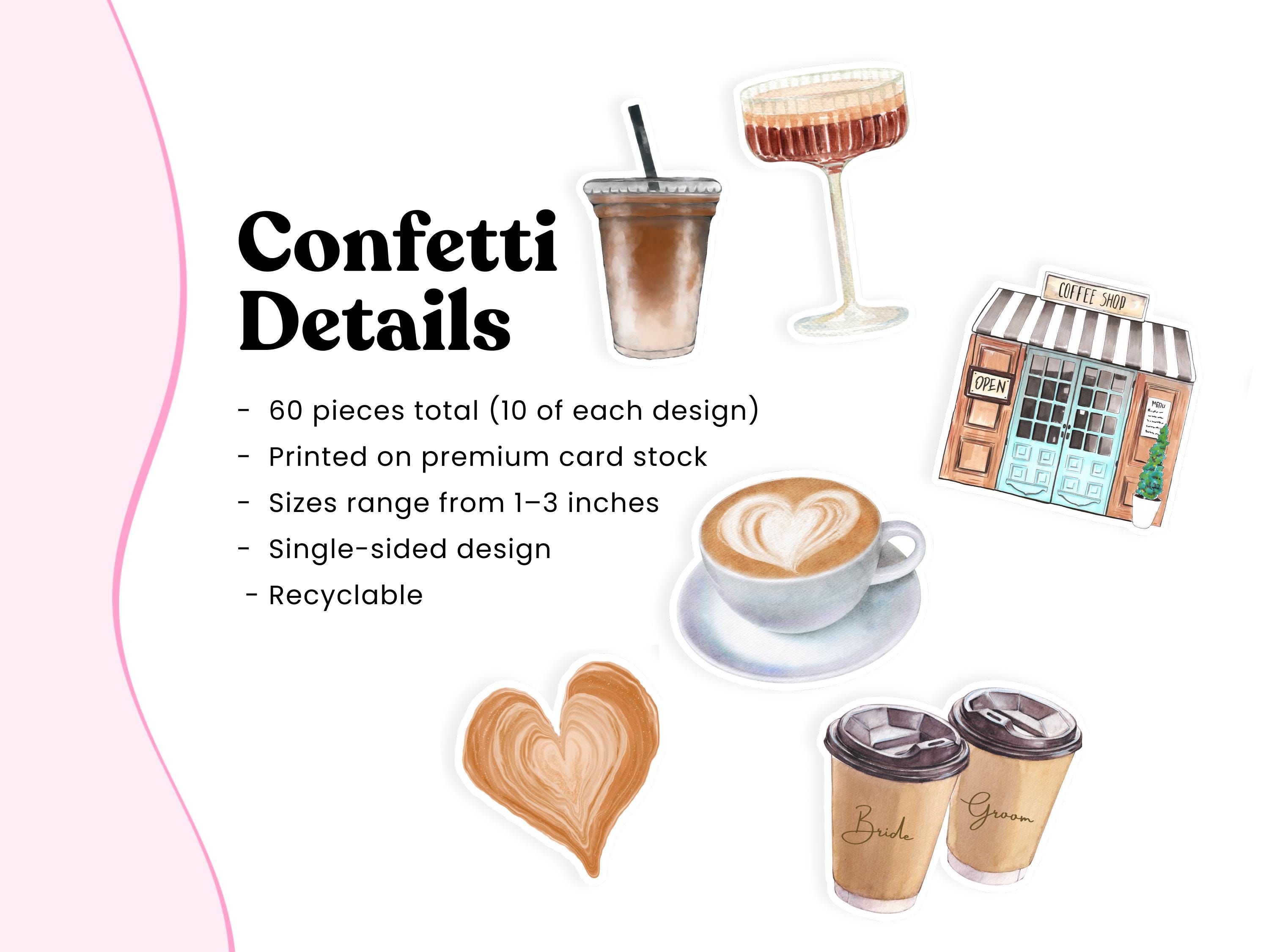 250 Stück Kaffee Konfetti – 'Love Is Brewing' Motive Für Hochzeit, Verlobung, Babyparty & Brautdusche