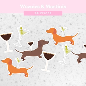 Dachshund & Martini Confetti: Bachelorette Party Decorations (60 Pieces)