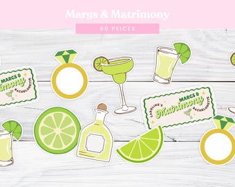 Margaritas and Matrimony Confetti | Bachelorette Party Decorations | Tequila, Lime, and Margs Theme | Customizable Option (60 Pieces)
