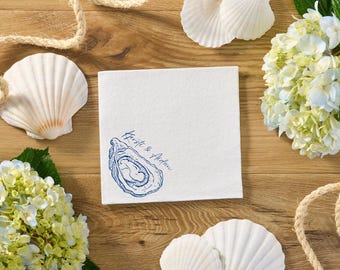 Custom Oyster Shell Napkins: Coastal Wedding, Beach Party