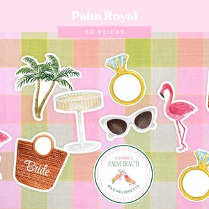 Palm Royal-confetti | Vrijgezellenversieringen Palm Beach | Flamingo's, palmbomen en zomerfeestdecoratie | Aanpasbare optie (60 stuks)