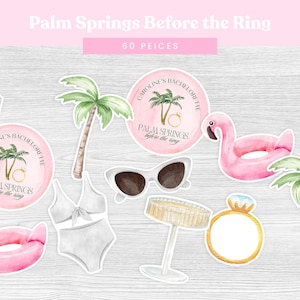 Palm Springs vor dem Ring Konfetti | Retro Junggesellinnenparty Dekorationen | Aquarell Strand Thema | Individualisierbare Option (60 Stück)