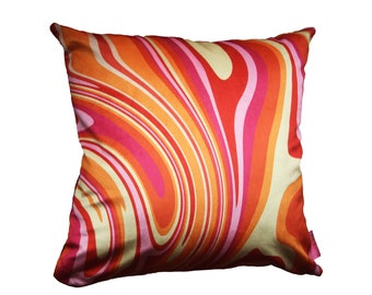 Colourful Velvet Cushion - Groovy Orange & Pink