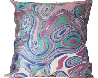 Colourful Velvet Cushion - Groovy Green & Pink