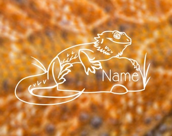 Bearded Dragon on Rock Custom Name Decal