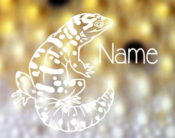 Calcomanía personalizada con nombre de gecko leopardo leopardo