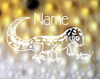 Calcomanía con nombre personalizado de gecko leopardo