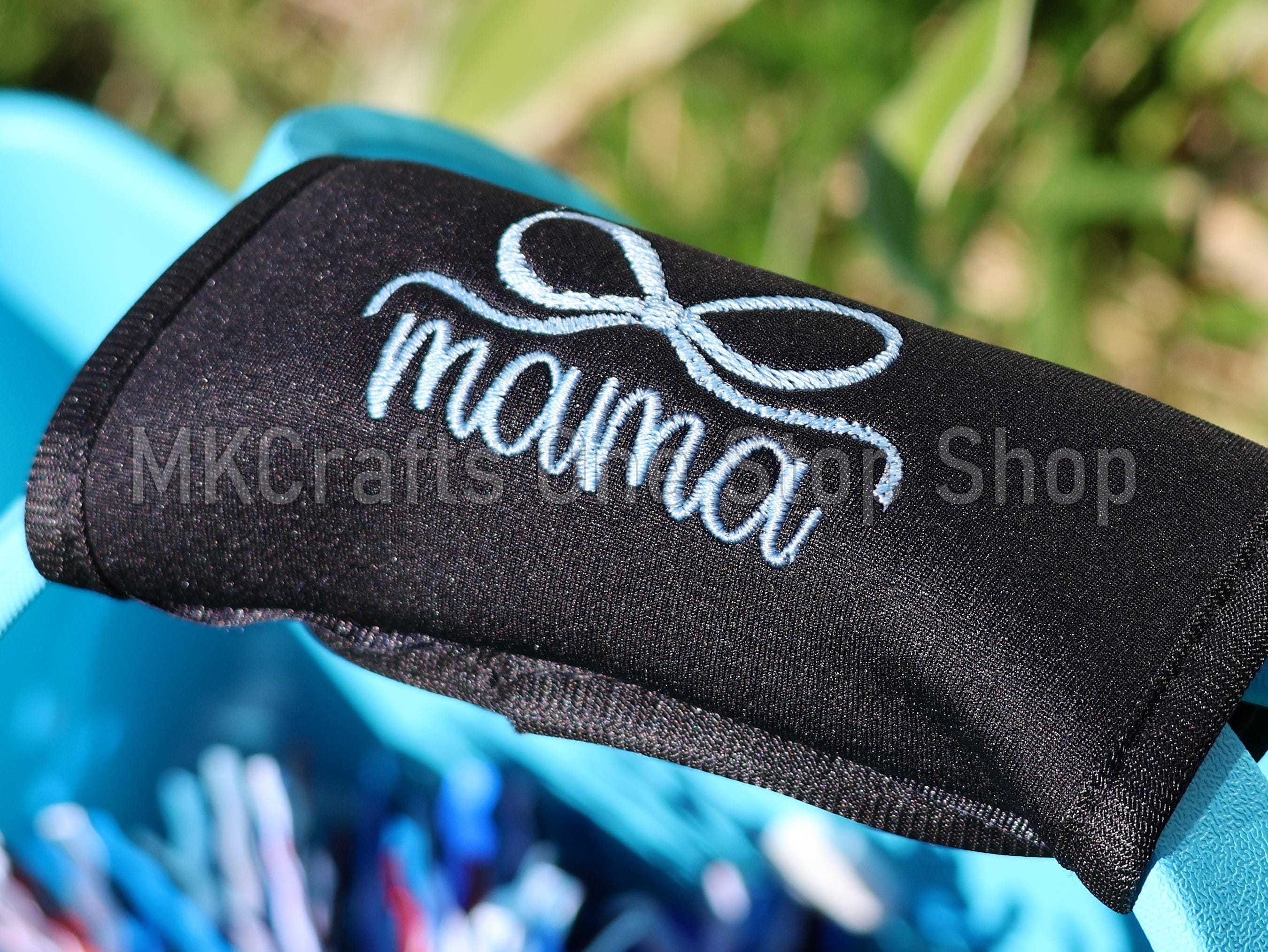 Personalized Bogg Bag Handle Wrap - Luggage Band - Neoprene Handle Holder - Custom Tag - Embroidered Name or Text - Font and Color Choice