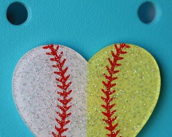 Half And Half Heart Charm – Sports Mom Bag Accessory (3")