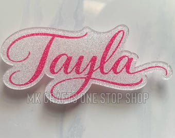 Personalized Name Bag Charm - Pick A Size - Glitter - Matte
