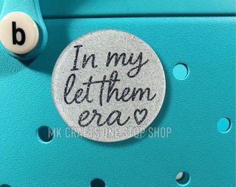 Glitter Bag Charm – "In My Let Them Era" Inspirational Quote Tote Accessory
