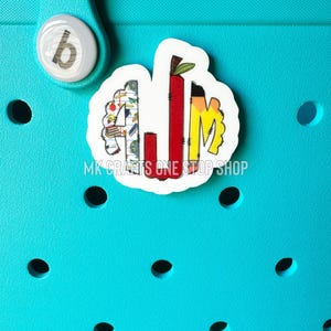 Charm de sac Bogg à monogramme Teacher - Boutons de sac Bogg - Accessoires de sac Bogg - Breloque fourre-tout
