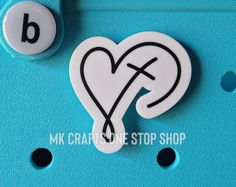 Cross Heart Bag Charm – Glitter or Matte Acrylic Inspirational Accessory