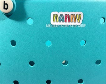 Vibrant Name Bogg Bag Charm - Bogg Bag Buttons - Bogg Bag Accessories - Tote Charm
