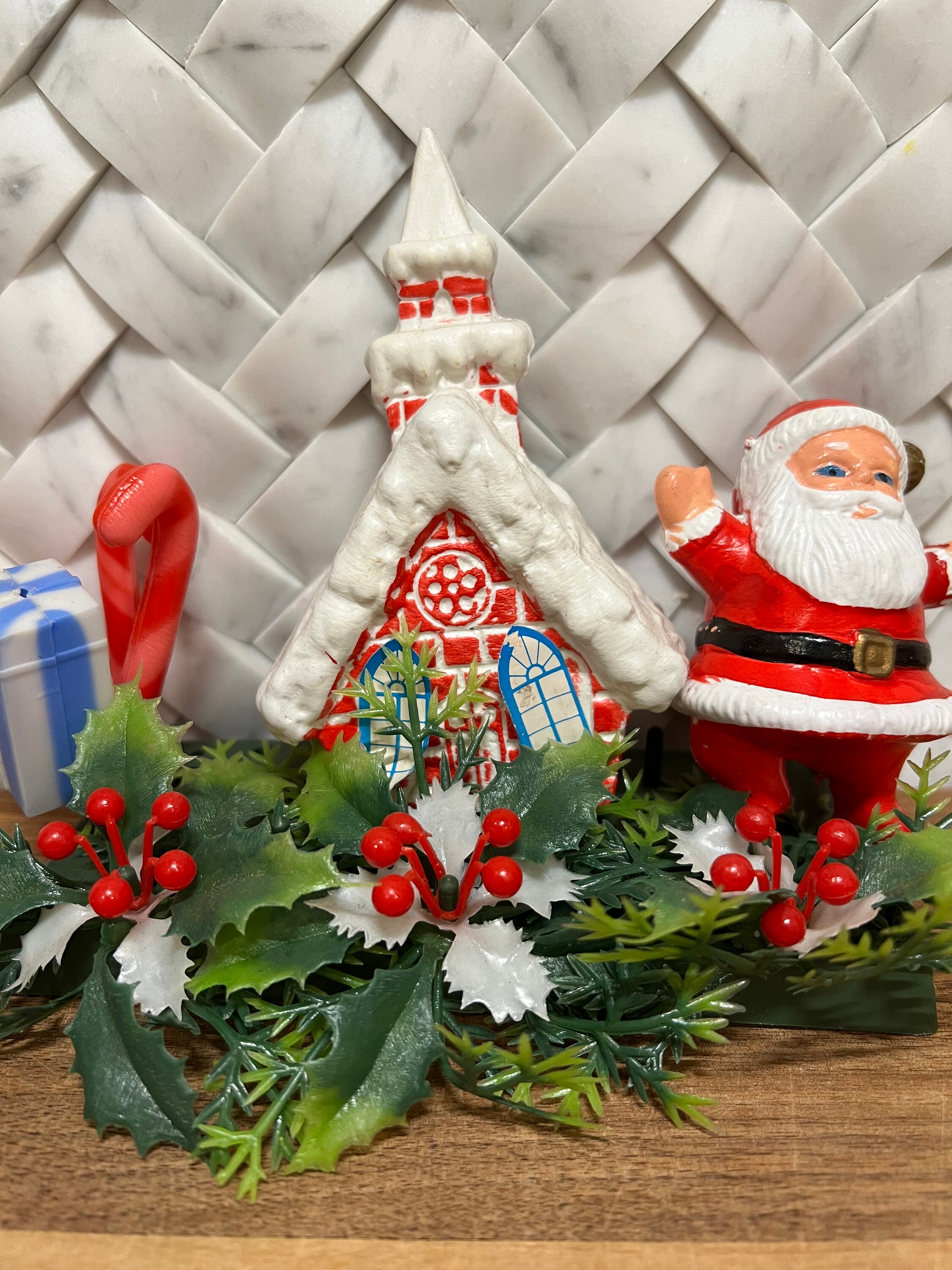 Vintage Hong Kong Soft Plastic Blow Mold Christmas Decoration With Your