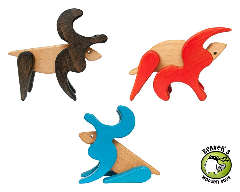 Montessori toddler small reindeer animal toy puzzle  Natural image 1