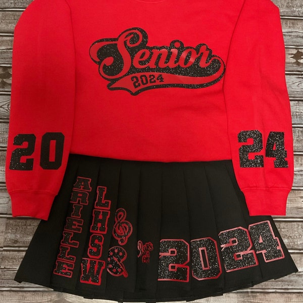 Grad Senior Skirt Set/ Grad Sweatshirt and Skirt Set