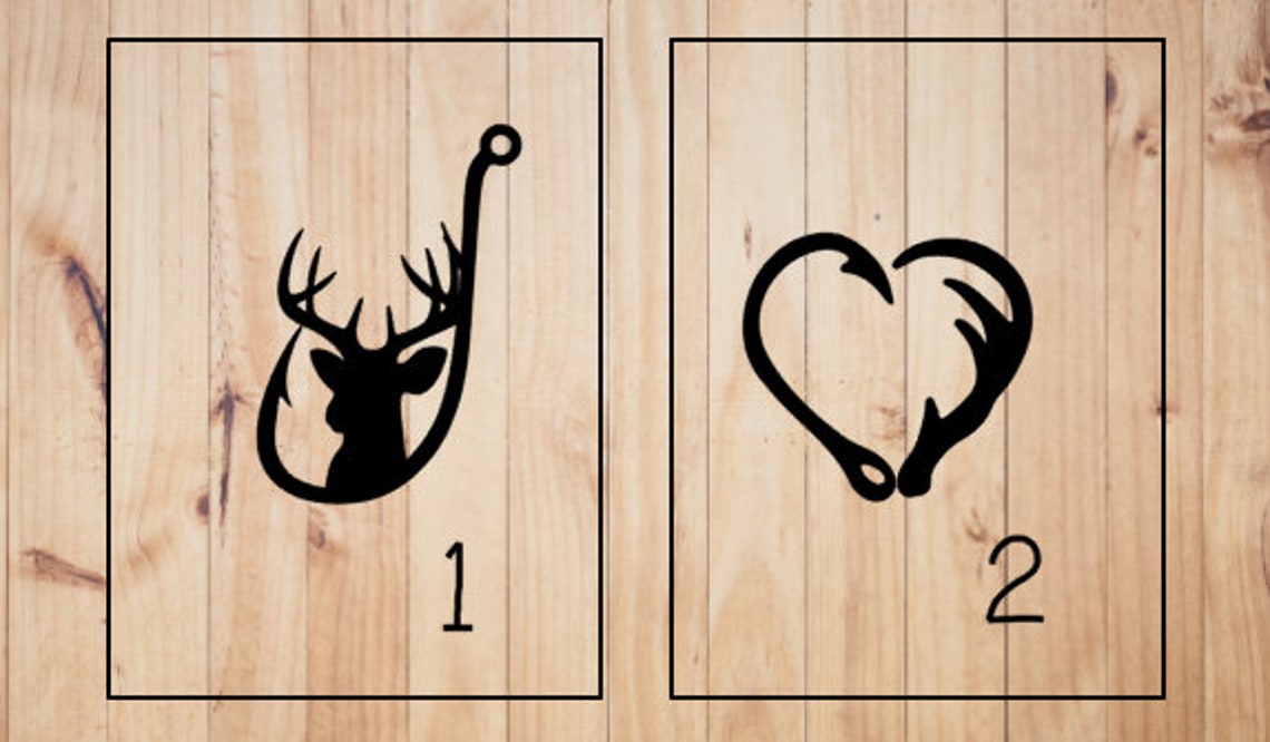 Fish Hook and Antler Heart Decal / Hook and Antler Hunting Etsy