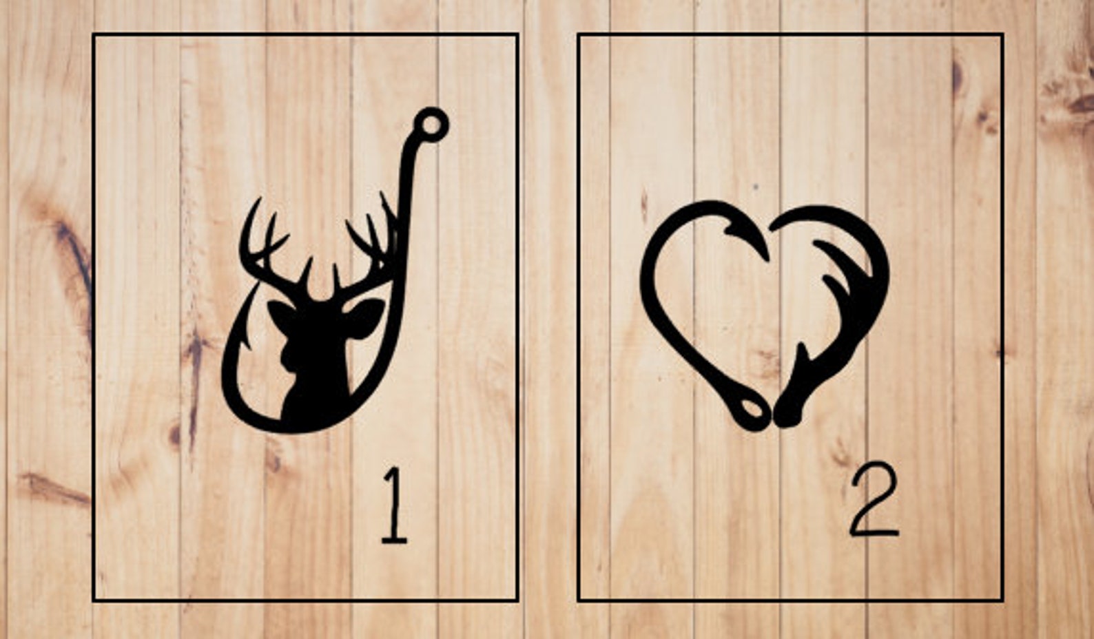 Fish Hook and Antler Heart Decal / Hook and Antler Hunting Etsy