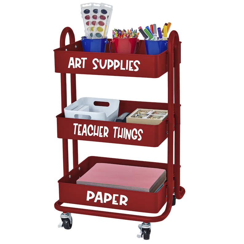 Custom Labels for 3tier Rolling Cart / Teacher Organization Etsy