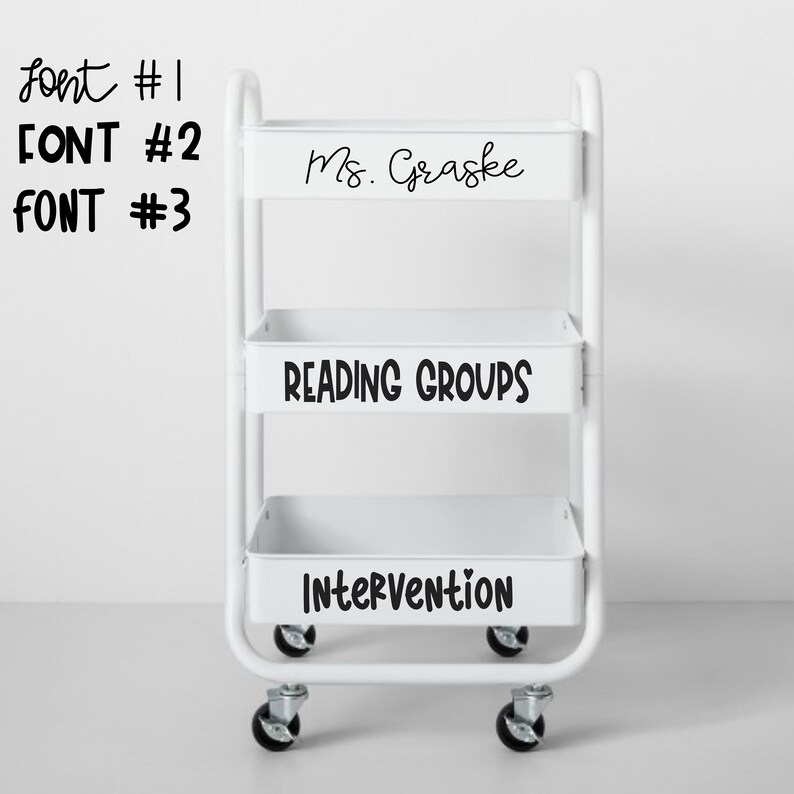 Custom Labels for 3tier Rolling Cart / Teacher Organization Etsy