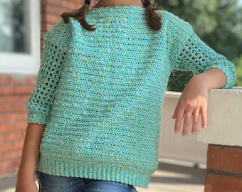 Breezy Days girls pullover crochet pattern