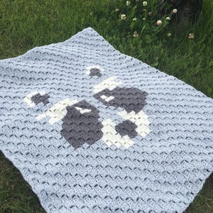 Bandit raccoon stroller blanket crochet pattern image 2