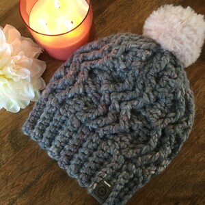 Sparks Fly hat and mitts set crochet pattern, chunky style, modern zig zag, winter cozy image 4