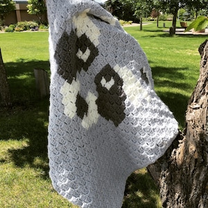 Bandit raccoon stroller blanket crochet pattern image 1