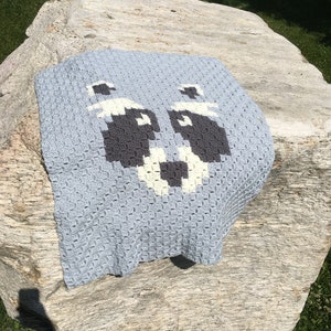 Bandit raccoon stroller blanket crochet pattern image 3