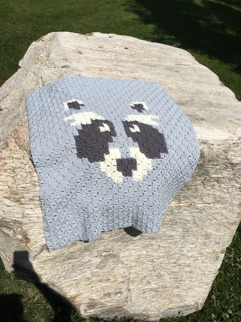 Bandit raccoon stroller blanket crochet pattern image 3