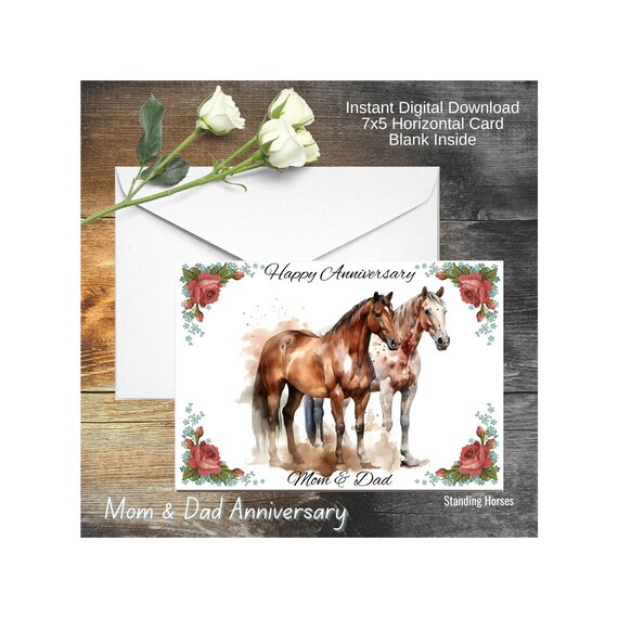 Thoroughbred Horse Greeting Card - 5x7 Inch Blank Inside Note Card - Horse Lover Birthday Sympathy Thank You