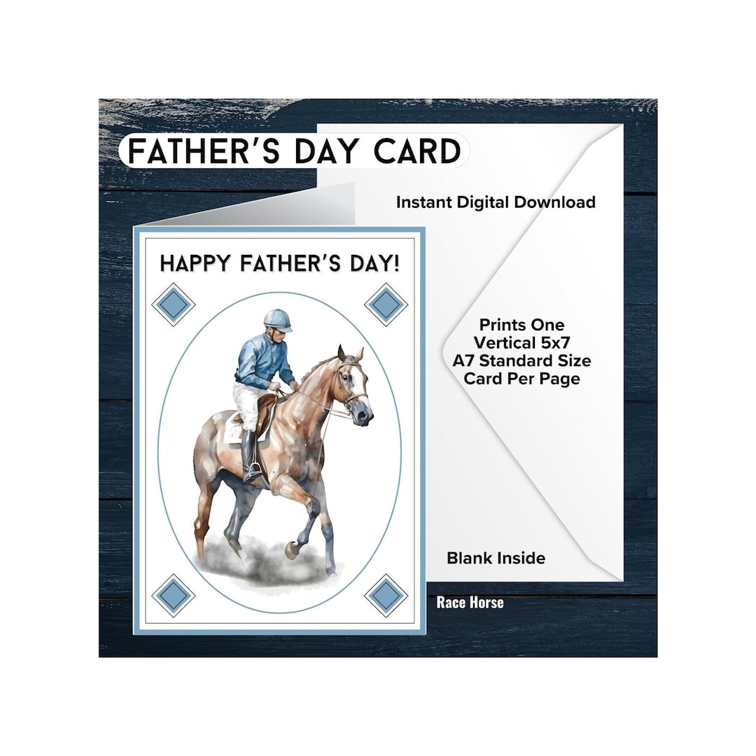 Father’s Day Race Horse Card Blue Silks Printable Digital Download 5x7 ...