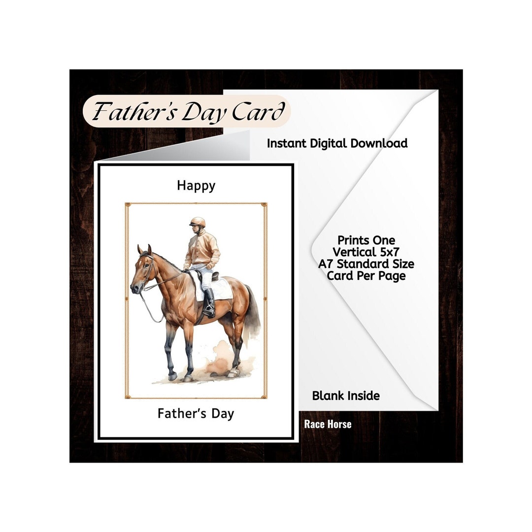 Father’s Day Race Horse Card Gold Silks Printable Digital Download 5x7 ...