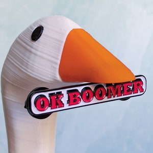 OK Boomer soft enamel pin - red and white