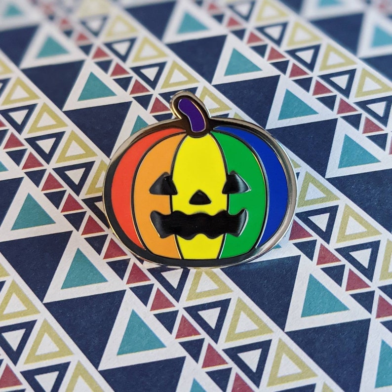 Queer-o-Lantern LGBTQIA pride hard enamel pin image 2