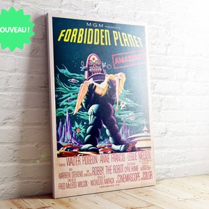 Poster Forbidden Planet Film - Vintage - Printed on Wood "- Retro Poster - Deco Table Size A3 / A4