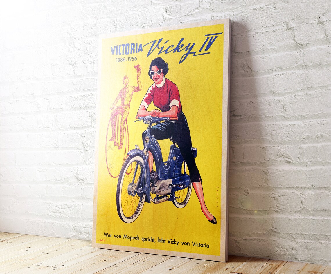 Vintage Moto  Pub  Poster  Printed on Wood Moto  Etsy