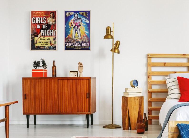 Vintage Science Fiction Film Poster Printed on Wood Etsy