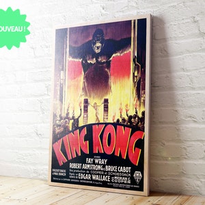 Poster movie King Kong - vintage - printed on wood "- Retro Poster - Deco Table size A3 / A4