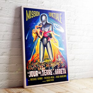 Poster Film The Day the Earth Stood Still - Printed On Wood - Vintage Poster - Deco Painting Size A3 / A4