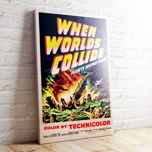 Vintage Science Fiction Film Poster - Printed on Wood - Retro Poster - Deco Painting Size A3 / A4