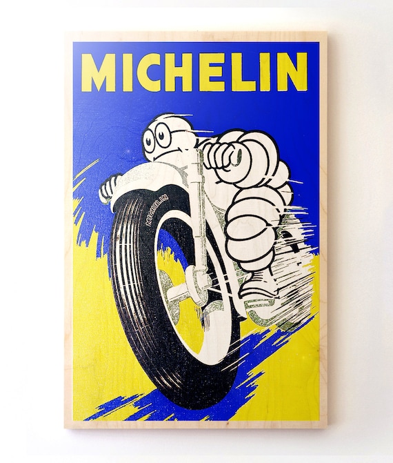 Bibendum MIchelin Motorcycle Tires 1950 ORIGINAL VINTAGE Italian POSTER