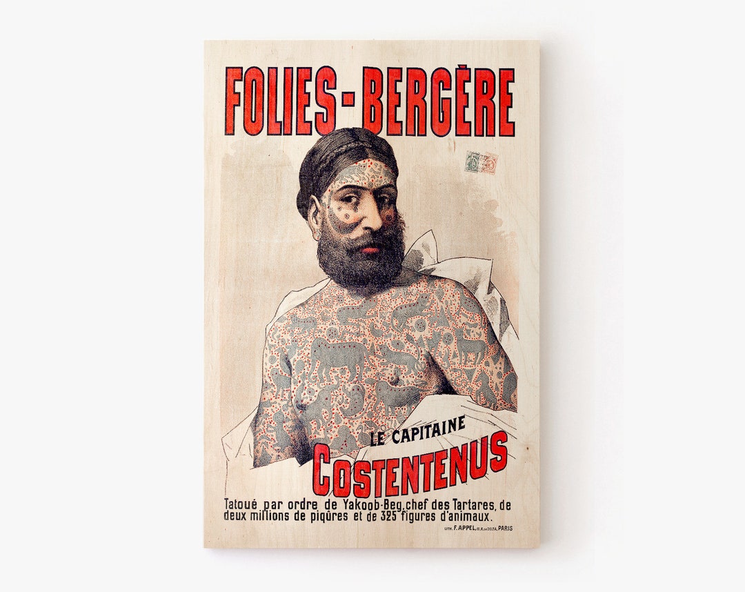 Vintage Tattoo Poster, Folies Bergere, Old Tattoo Poster, Christmas