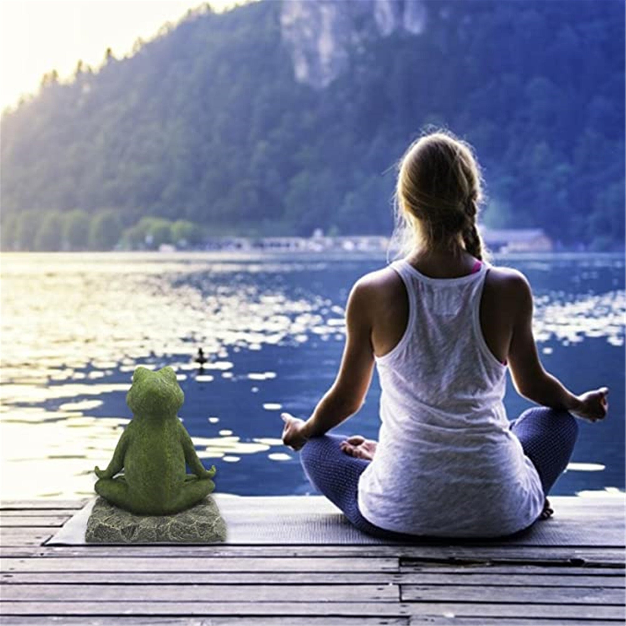 Meditando estatua de la rana de yoga figura de yoga de resina | Etsy