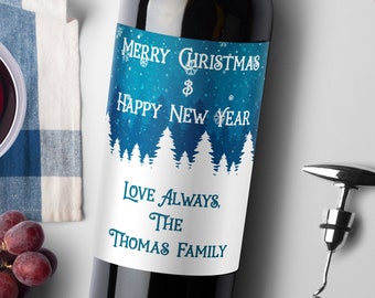 Printed Personalized Wine Labels Christmas and New Years Champagne Bottle Labels Wine Lovers Gifts LB036CHL